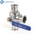 Food grade sanitary stainless steel SS304 SS316L three way clamped  Ball Valve from Wenzhou Santhai factory